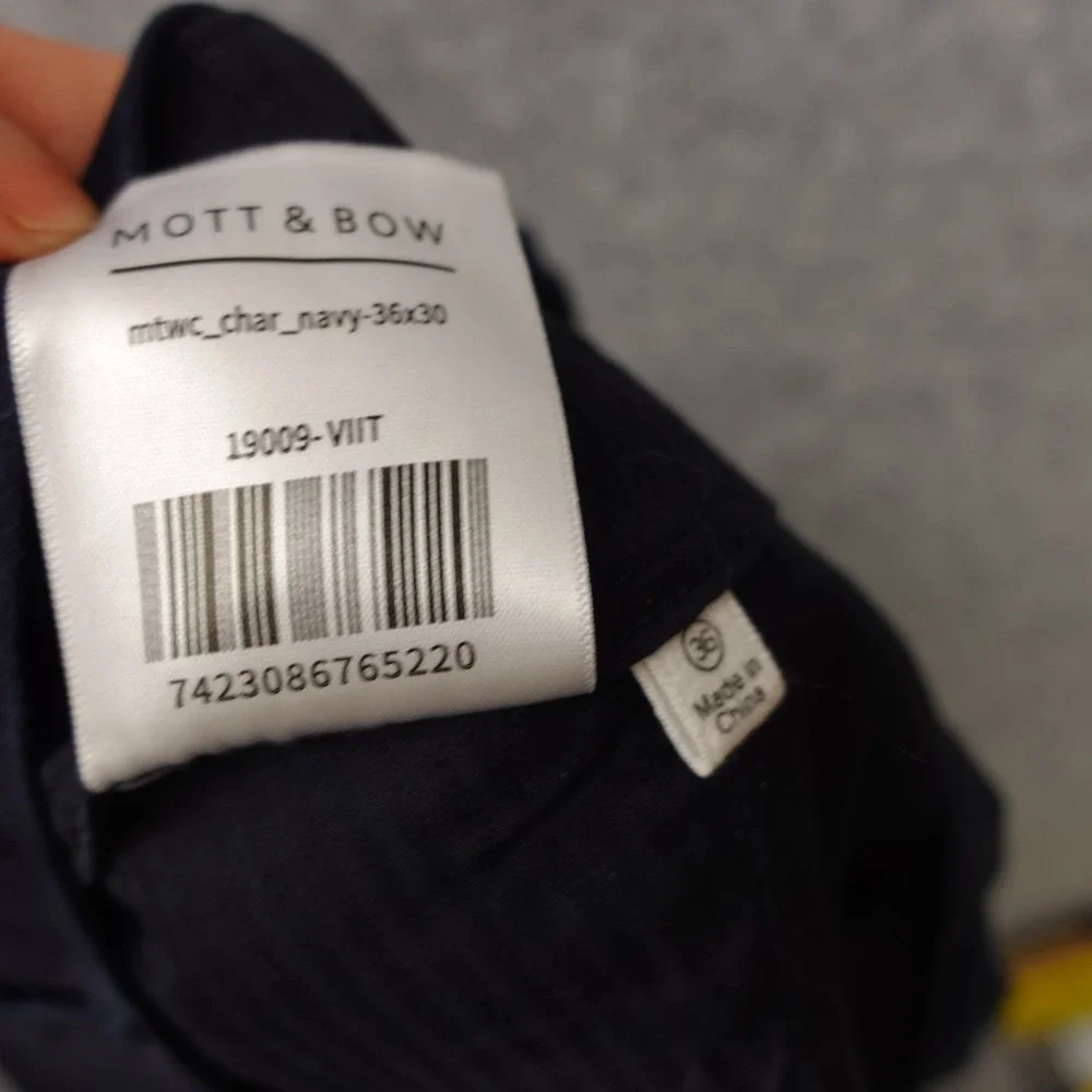 Mott Bow Pants Mens 36 Navy‎ Blue Charles Slim Stretch Chinos Work Preppy 37x31